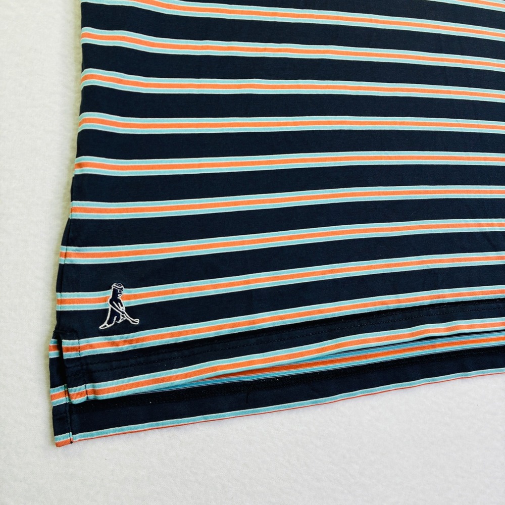 Ping Golf Polo Shirt Mens XL Navy Blue Orange Striped Short Sleeve Performance - Picture 4 of 9